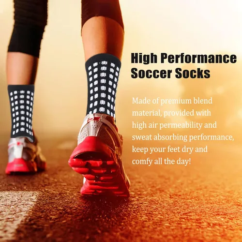 Miniatura 5 de Ultrafun 5 pares de calcetines de fútbol para hombre, calcetines de agarre acolchados antideslizantes para deportes de fútbol y baloncesto