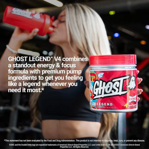 Miniatura 5 de GHOST Legend - Polvo de preentrenamiento, Sonic Cherry Limeade - 30 porciones - Pre-entrenamiento para hombres y mujeres con colina, L-citrulina