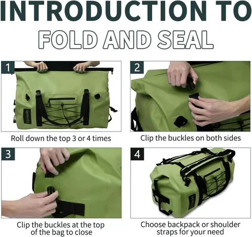 Miniatura 6 de 80L Dry Bag Large Waterproof Bag Roll-Top Heavy Duty Fishing Duffel Bag with Durable Straps & Handles for Kayaking Paddle boarding Boating Rafting