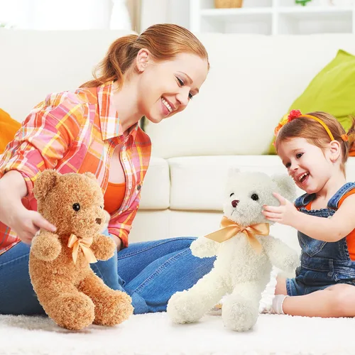 Miniatura 5 de Lenwen 18 animales de peluche de oso a granel de 12 pulgadas, peluche suave, pequeño juguete de peluche para niños y niñas, baby shower, San Marrón