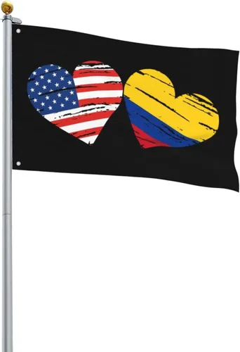 Bandera colombiana de Estados Unidos, bandera colombiana personalizada, cuadrada, decorativa, de 2 x 3 pies, banderas de jardín, banderas