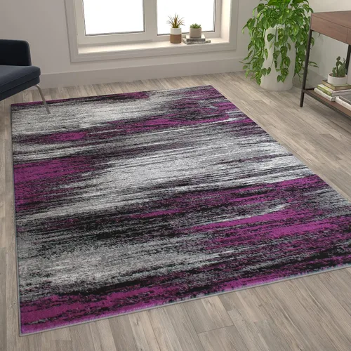 Miniatura 20 de Flash Furniture Rylan Collection - Alfombra contemporánea de olefinas azules, de pelo alto, 2 x 10 pies, respaldo de yute, pasillo, entrada