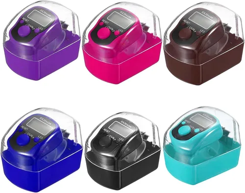Miniatura 7 de Tasbeeh Tasbih - Paquete de 6 contadores digitales de 5 dígitos con luz LED, anillo de transporte, funda rígida individual para musulmanes, oración