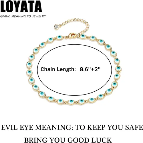 Miniatura 5 de LOYATA - Tobillera delicada bañada en oro de 14 quilates para mujeres, con pequeña cruz de circonia cúbica blanca y borlas bonita joyería