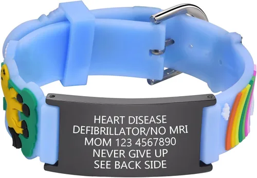 Miniatura 38 de Pulsera de Identificación Médica Personalizada para Niños - Pulsera de Identificación de Silicona Linda para Autismo Alergia Convulsiones