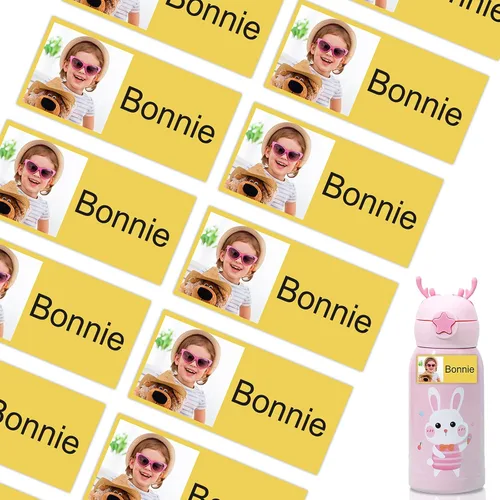 Miniatura 21 de 78 etiquetas personalizadas para niños con fotos impermeables, etiquetas de nombre personalizadas para suministros escolares, guardería, botellas