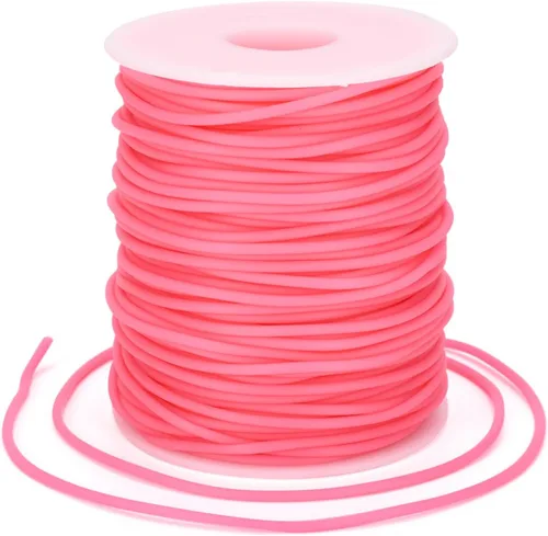 Miniatura 79 de FASHEWELRY 3 rollos de cables de goma huecos para tejer, cable de peluquero de 0.079 pulgadas (0.079 in), cables de silicona para tejer puntada