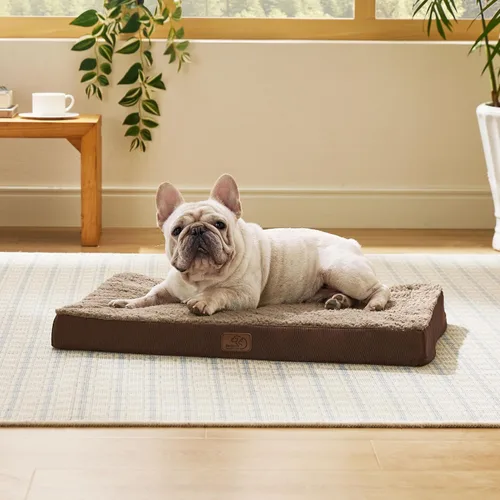 Miniatura 55 de Bedsure Camas para Perros Tamaño Grande - Cómodas Camas Planas para Mascotas con Funda Lavable Extraíble, Alfombrilla de Espuma Ortopédica