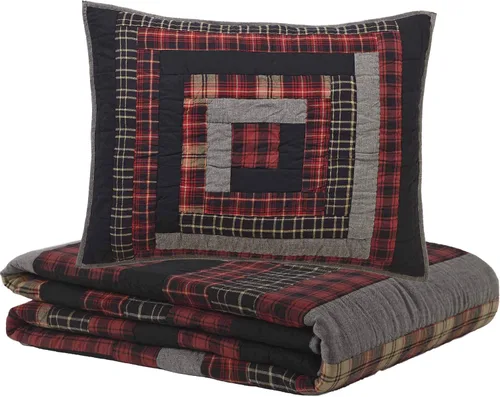 Miniatura 7 de VHC Brands Cumberland - Juego de accesorios de ropa de cama de algodón cambray, estilo rústico, prelavado, tamaño individual, color rojo chile