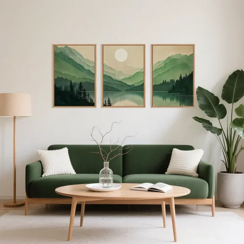 Miniatura 12 de Celestdeco Juego de arte de pared en lienzo abstracto y neutro grande con marco naranja, moderno y minimalista para pared, diseño geométrico bohemio
