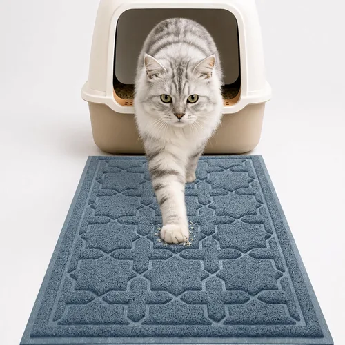 Miniatura 8 de Yimobra Tapete de arena para gatos, 24"x20" tapete con malla de bloqueo de arena, tapete suave para arena para gatos tapete atrapa arena, fácil