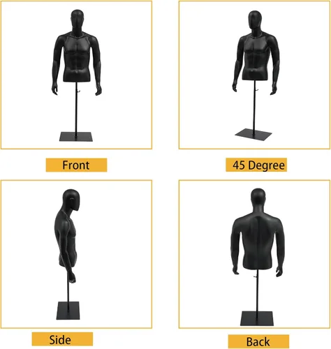 Miniatura 6 de Forma de vestido de torso de maniquí masculino, maniquí de costura con brazos desmontables, exhibición de maniquí con soporte de metal, altura