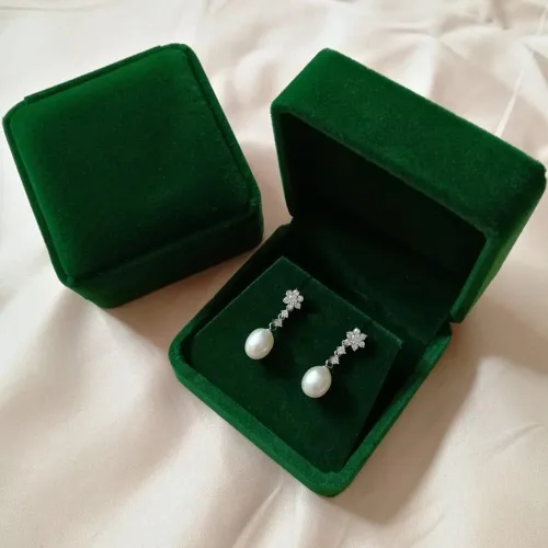 Miniatura 7 de Cajas de regalo de pendientes de terciopelo Joyero (verde)