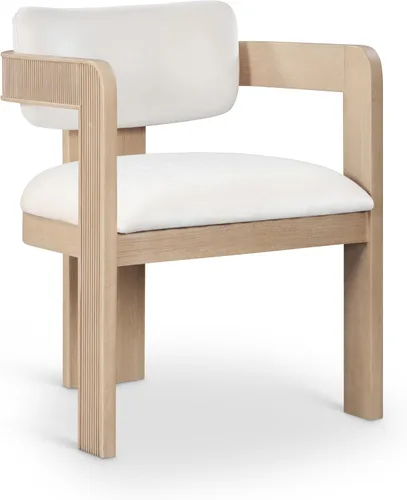 Miniatura 4 de Meridian Furniture 11094Cream-C Sacha Collection Silla de comedor Art Deco, terciopelo crema Ultra Luxe, terciopelo de 460 GSM, acabado natural