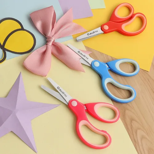 Miniatura 7 de Asdirne Left Kids Tijeras de seguridad para niños con punta roma cuchillas de acero inoxidable y agarre suave, ideal para el hogar y la escuela, Sin