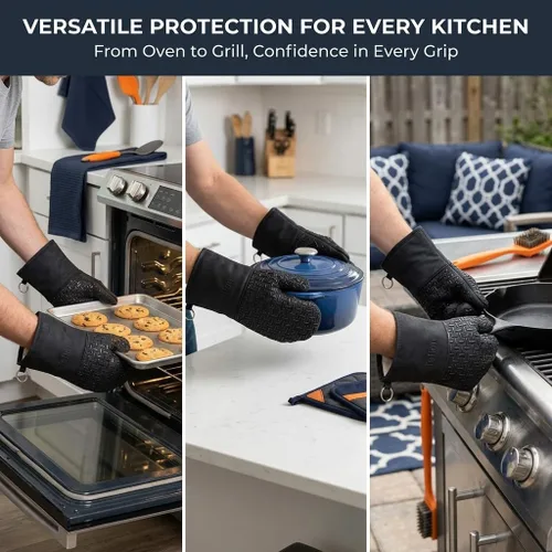 Miniatura 2 de Xlnt - Guantes de silicón antideslizantes para horno, resistentes al calor, con acabado de teflón Eco Elite, con lazo para colgar, ideales para uso