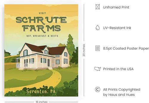 Miniatura 2 de HAUS AND HUES Póster de The Office, Schrute Farms, Dwight Schrute, arte de pared, carteles divertidos, decoración de oficina, carteles de programas