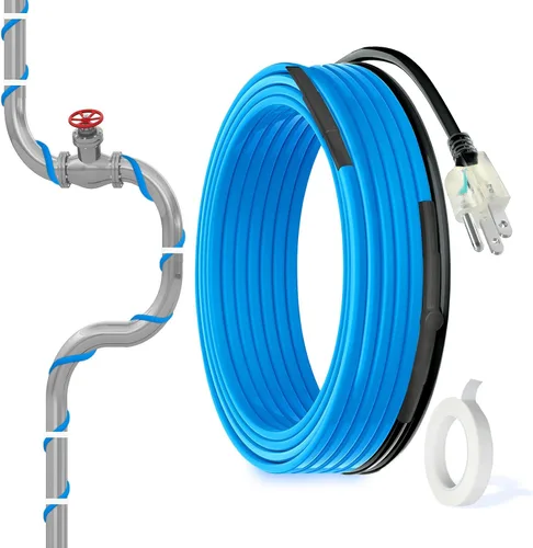 Miniatura 10 de MAXKOSKO Cable calefactor de 100 pies, 120 V para protección contra la congelación de tuberías, cinta térmica autorregulable para tuberías de agua