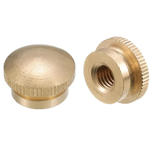 Miniatura 11 de uxcell Tuercas moleteadas para pulgar, 5 tuercas moleteadas de latón M3 x D10mm x H8mm con collar de cabeza alta con agujero ciego moleteado