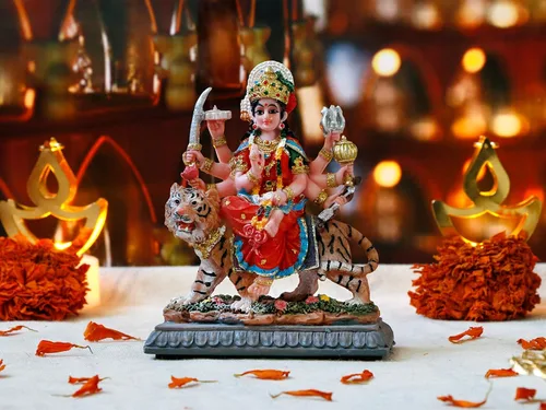 Miniatura 7 de BangBangDa Durga - Estatua de tigre pequeña de 4.1 pulgadas de alto para tablero de instrumentos de vehículo, diosa hindú, día del padre, día