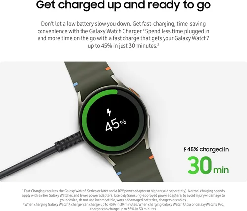 Miniatura 2 de SAMSUNG Cargador de reloj Galaxy, carga rápida y magnética para Galaxy Watch 5, 6, 7, FE, Ultra Series y posterior, EP-OL300BBEGUJ, negro, 2024