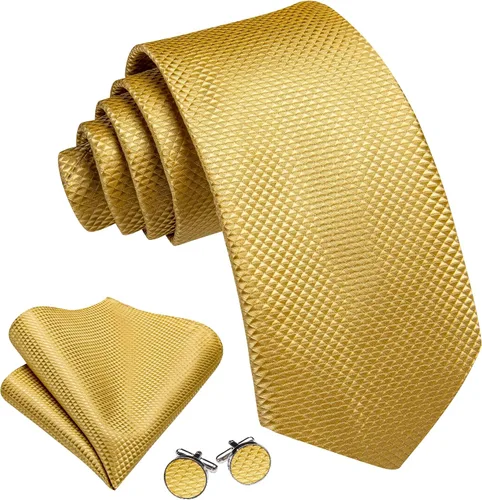 Miniatura 220 de Barry.Wang Juego de corbatas para hombre, corbata de seda a rayas, tejido a cuadros, gemelos formales, negocios, boda