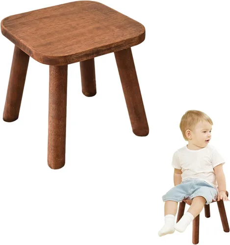 Taburete pequeño de madera de 9.45 pulgadas, taburete pequeño de madera para niños y adultos, taburete pequeño para cocina, baño y soporte de Patas