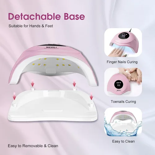 Miniatura 5 de WEVILI Lámpara de uñas LED UV, secadora de uñas de 72 W para esmalte de gel con 24 cuentas LED, 3 temporizadores, lámpara de uñas profesional