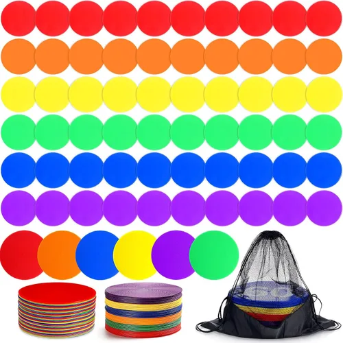 Marcadores de Puntos Haull con Bolsa, Puntos de Piso Antideslizantes de Vinilo con Polímeros para Gimnasio, Baloncesto, Fútbol, Sóccor, Deportes,