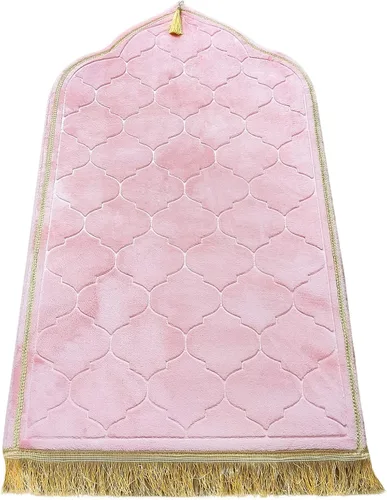 Alfombra de oración musulmana, gruesa y suave, alfombra musulmana portátil, alfombra de oración musulmana, alfombra de oración turca, alfombra Rosa