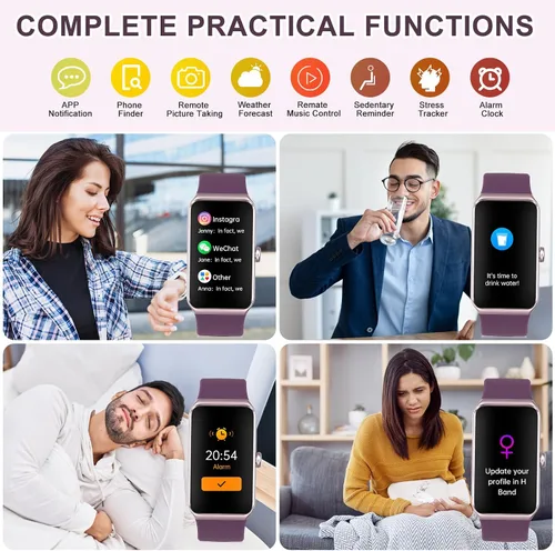 Miniatura 5 de Monitor de actividad física, reloj de fitness con frecuencia cardíaca 24/7, oxígeno en sangre, presión arterial, relojes inteligentes con más de 100
