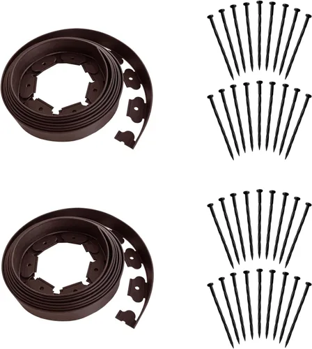 Miniatura 11 de El kit de bordes de jardín negro de 20 pies sin excavar incluye 18 picos, valla de borde de patio premium con un pico por pie
