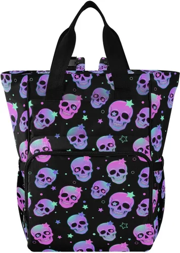 Miniatura 15 de MNSRUU Bolsa de pañales Cráneo Bolsa de pañales Mochila Bolsa de pañales de viaje para bebé Bolsas cambiantes de bebé grande, cute 66, Talla única