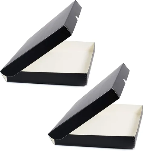 Miniatura 26 de Lineco 16x20 Caja de almacenamiento tipo folio negra con tapa, 1.75" de profundidad. Sin ácidos con borde de metal. Preserva la longevidad