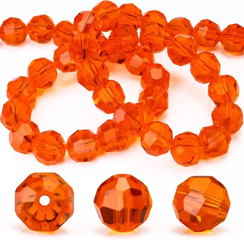 Miniatura 10 de Dowarm 100 cuentas redondas de cristal de 0.315 pulgadas para la fabricación de joyas, cuentas de cristal Rondelle facetadas para manualidades