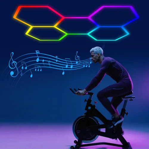 Luces LED hexagonales RGB superbrillantes con aplicación y control remoto, 16 millones de colores y muchas escenas, sincronización de música, para