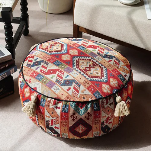 Miniatura 9 de Funda de puf bohemio sin relleno, reposapiés otomano, taburete indio mexicano, puf, almacenamiento para sala de estar, decoración de dormitorio Boho