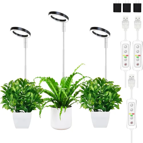 Miniatura 11 de yadoker Luz de cultivo de plantas, luz LED de espectro completo para plantas de interior, altura ajustable, temporizador automático, bajo voltaje