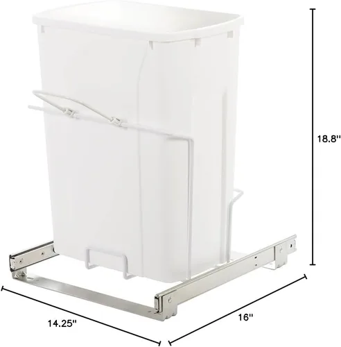 Miniatura 3 de Knape & Vogt SBM15-1-35WH - Bote de basura extraíble para montaje inferior en gabinete, 18.8 x 14.25 x 16 pulgadas, color blanco