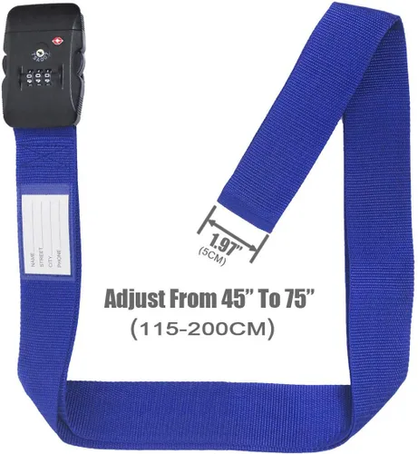 Miniatura 4 de Correa de equipaje de viaje ajustable para maleta con cerradura de combinación TSA, paquete de 2