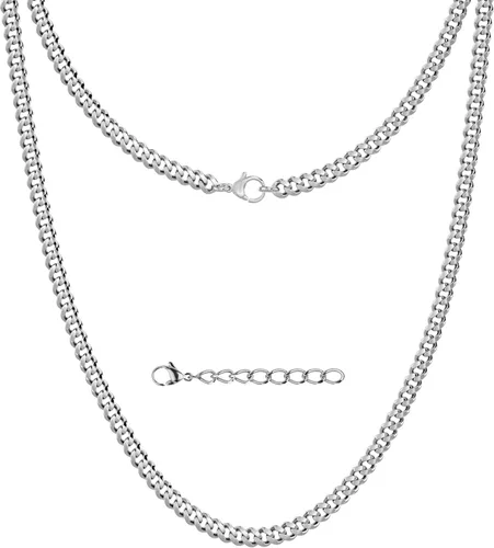 Silvadore Collar de oro y plata para hombre de 240.236 in, tono de eslabones cubanos de acero inoxidable, no se deslustra y 100% impermeable,
