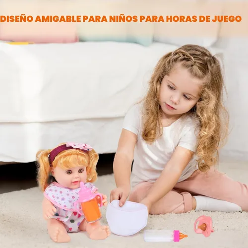 Miniatura 6 de CARANOVO Juego de accesorios para muñecas de bebé, 7 piezas, juego de alimentación y cuidado con botellas mágicas que desaparecen, chupete, pañales
