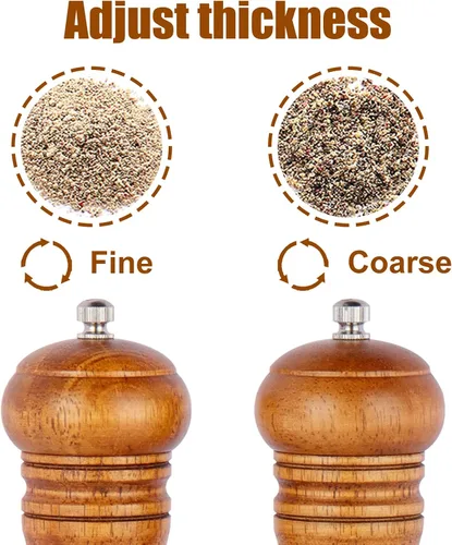 Miniatura 4 de Gulex® Molinillo de pimienta de madera, grosor ajustable, molinillo de pimienta de madera de 8 pulgadas, mecanismo de molienda de cerámica, molino