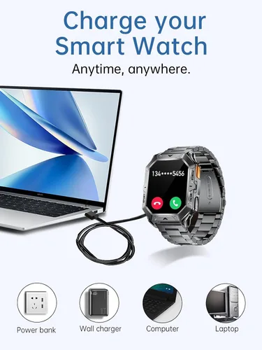 Miniatura 2 de Cable de carga para relojes inteligentes militares LIGE, cable de carga flexible USB magnético, accesorios para relojes inteligentes militares LIGE