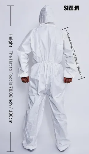 Miniatura 6 de SYINE Traje protector desechable con capucha, overol de pintor, material SF para trabajos de limpieza de pintura en aerosol, paquete de 3