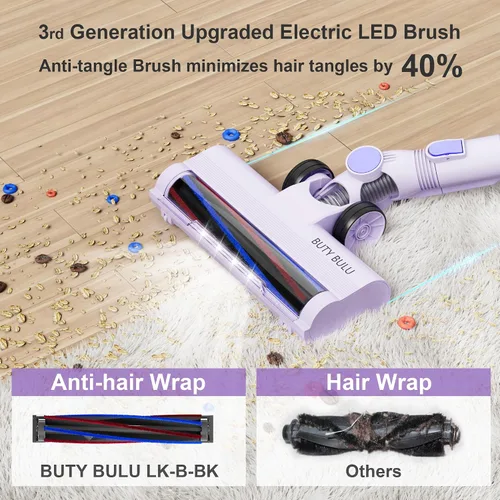 Miniatura 2 de BUTY BULU - Aspiradora inalámbrica de mano, 30KPa, batería recargable de 2200mAh, aspiradora ligera pequeña, escoba eléctrica, tiempo de ejecución