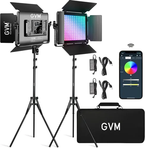 Miniatura 8 de GVM Kits de Iluminación de Fotografía RGB con 2 Softboxes, Luces de Estudio 880RS 60W con Control Bluetooth, 2 Paquetes de Luz de Video con 18