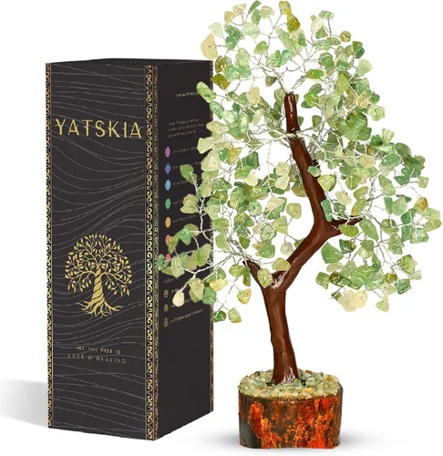 Miniatura 35 de YATSKIA - Árbol de cristal turquesa Feng Shui, alambre, bonsái Buhha, estatua reiki, Chakra curativo energía positiva, buena suerte dinero regalos