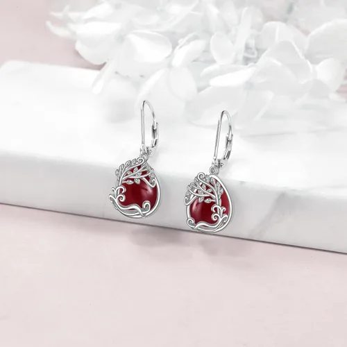 Miniatura 185 de Aretes colgantes con forma de lágrima de filigrana de piedra lunar de plata de ley 925 con cierre de palanca para mujer, regalos de joyería