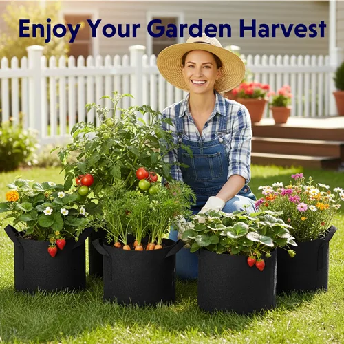 Miniatura 7 de iPower Paquete de 10 bolsas de cultivo de 3 galones, macetas de tela no tejida, contenedor de aireación con asas de correa para jardín y plantación